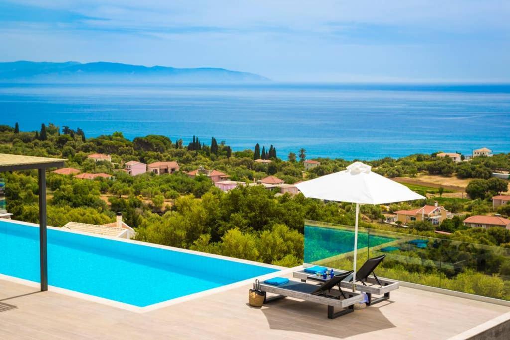 New Villa Blue With Private Pool At Trapezaki Livathos  Ngoại thất bức ảnh